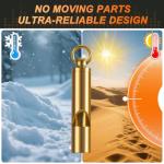 Brass Emergency Whistles with Tangle-Free Lanyard - 2 Pack