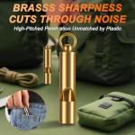 Brass Emergency Whistles with Tangle-Free Lanyard - 2 Pack