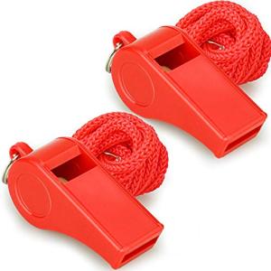 Loud Red Emergency Whistles with Lanyard - 2 Pack