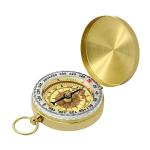 Large Waterproof Brass Compass with Keychain Loop