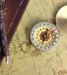 Large Waterproof Brass Compass with Keychain Loop