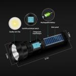 Solar Flashlight with 1500 Lumens and Rechargeable Battery