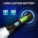 Solar Flashlight with 1500 Lumens and Rechargeable Battery