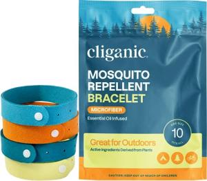 Cliganic DEET-Free Mosquito Repellent Wristbands, 10 Count