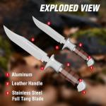 Mossy Oak Bowie Knife with Leather Handle and Sheath