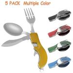 5 Pack Portable Stainless Steel Camping Utensils