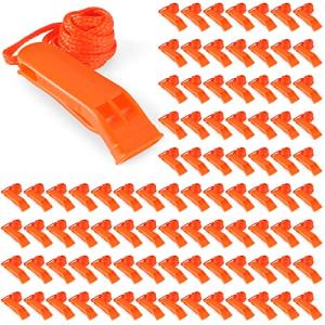 100 Emergency Whistles with Lanyards for Outdoor Safety