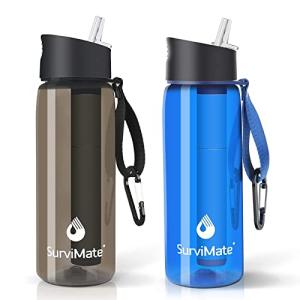 Purified Water Bottle with 5-Stage Filter Straw