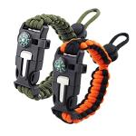 2 Pack Survival Paracord Bracelets with Fire Starter