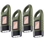 Solar Hand Crank Flashlight with Carabiner - 4 Pack