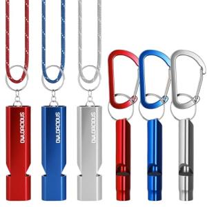 Emergency Whistle Set with Lanyards and Carabiners