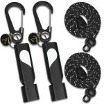Loud Emergency Whistles with Carabiner Clip - 2 Pack