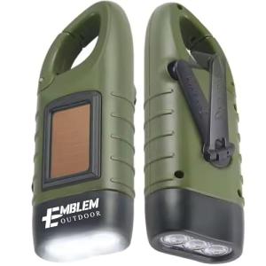 Hand Crank Solar Flashlight 2 Pack - Green