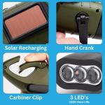 Hand Crank Solar Flashlight 2 Pack - Green