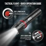 Hausbell A100 LED Flashlight - Bright, Zoomable, Waterproof