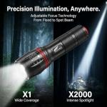 Hausbell A100 LED Flashlight - Bright, Zoomable, Waterproof