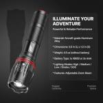 Hausbell A100 LED Flashlight - Bright, Zoomable, Waterproof