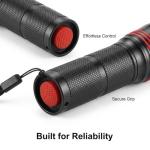 Hausbell A100 LED Flashlight - Bright, Zoomable, Waterproof