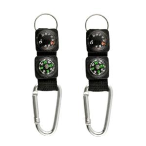 Black Carabiner Key Chain with Compass and Thermometer