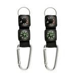 Black Carabiner Key Chain with Compass and Thermometer