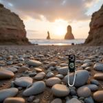 Black Carabiner Key Chain with Compass and Thermometer