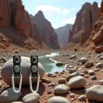 Black Carabiner Key Chain with Compass and Thermometer