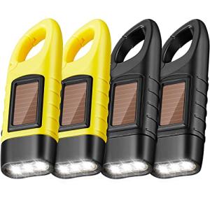 4 Pack Hand Crank Solar Flashlights for Emergencies
