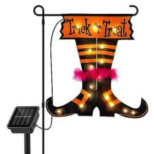 Solar Halloween Witch Feet Flag Light for Outdoors