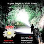 10000 Lumens Rechargeable LED Flashlight - 12H Bright