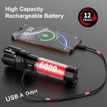10000 Lumens Rechargeable LED Flashlight - 12H Bright