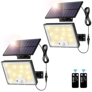 Solar Motion Sensor Lights with Remote, 2 Pack