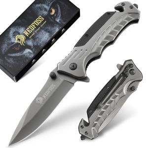 NedFoss EDC Pocket Knife for Men, 3-in-1 Tactical Multitool Folding Knife with Glass Breaker & Seat Belt Cutter, Work Fishing Knives for Outdoor Camping, Emergency Rescue(FA46)