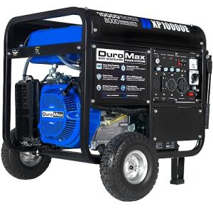 DuroMax XP10000E 10,000-Watt Gas Powered Portable Generator - Electric Start, Whole Home Backup Power, Transfer Switch Ready, RV & Emergency Ready