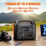 Portable Power Station, 300W (600W Peak) 299Wh LiFePO4 Solar Generator Pure Sine Wave 110V AC Car Outlets PD 60W QC3.0 Backup Power Supply Bank for CPAP Outdoor RV Camping Emergency Home Use