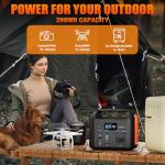 Portable Power Station, 300W (600W Peak) 299Wh LiFePO4 Solar Generator Pure Sine Wave 110V AC Car Outlets PD 60W QC3.0 Backup Power Supply Bank for CPAP Outdoor RV Camping Emergency Home Use