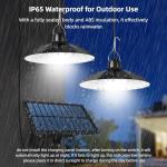 Cprnru Solar Shed Lights, 1-to-2 Solar Pendant Lights, Outdoor Hanging Lights with Remote & Dusk to Dawn, Waterproof for Shed Barn Gazebo Garage
