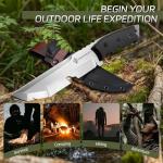 Dream Reach Fixed Blade Knife, Outdoor Survival Knife with Tactical Kydex Sheath, Horizontal Carry Knives with Ergonomic Handle, Bushcraft Knives for Camping Gardening Gift for Men