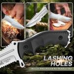 Freelander Fixed Blade Knife D2 Steel, Full Tang Survival Knife with Kydex Sheath, Outdoor Bushcraft Knives with Ergonomic Handle, Camping Survival Knives for Men, Plain & Serrated Edge