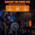 Portable Power Station, 300W (600W Peak) 299Wh LiFePO4 Solar Generator Pure Sine Wave 110V AC Car Outlets PD 60W QC3.0 Backup Power Supply Bank for CPAP Outdoor RV Camping Emergency Home Use