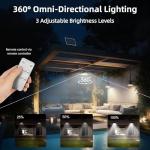 Cprnru Solar Shed Lights, 1-to-2 Solar Pendant Lights, Outdoor Hanging Lights with Remote & Dusk to Dawn, Waterproof for Shed Barn Gazebo Garage