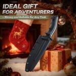 Freelander Fixed Blade Knife D2 Steel, Full Tang Survival Knife with Kydex Sheath, Outdoor Bushcraft Knives with Ergonomic Handle, Camping Survival Knives for Men, Plain & Serrated Edge