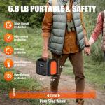 Portable Power Station, 300W (600W Peak) 299Wh LiFePO4 Solar Generator Pure Sine Wave 110V AC Car Outlets PD 60W QC3.0 Backup Power Supply Bank for CPAP Outdoor RV Camping Emergency Home Use