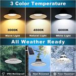 NIORSUN Solar Pendant Light, Upgraded Motion Sensor Light Outdoor Solar Lights Indoor Dimmable with Remote 3000K/4500K/6000K, 2x16.4ft Cable IP65 Waterproof for Shed, Barn, Gazebo, Patio(2 Pack)
