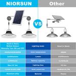NIORSUN Solar Pendant Light, Upgraded Motion Sensor Light Outdoor Solar Lights Indoor Dimmable with Remote 3000K/4500K/6000K, 2x16.4ft Cable IP65 Waterproof for Shed, Barn, Gazebo, Patio(2 Pack)