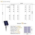 XINXIANLIAN 300LED Solar Curtain Lights Outdoor Indoor 8 Modes Solar Fairy Curtain String Lights Waterproof Twinkle Lights for Home Garden Patio Gazebo(Warm White)