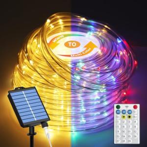 66Ft Solar Rope Lights with Remote & Timer