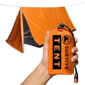 2-Person Mylar Survival Tent with Paracord and Whistle