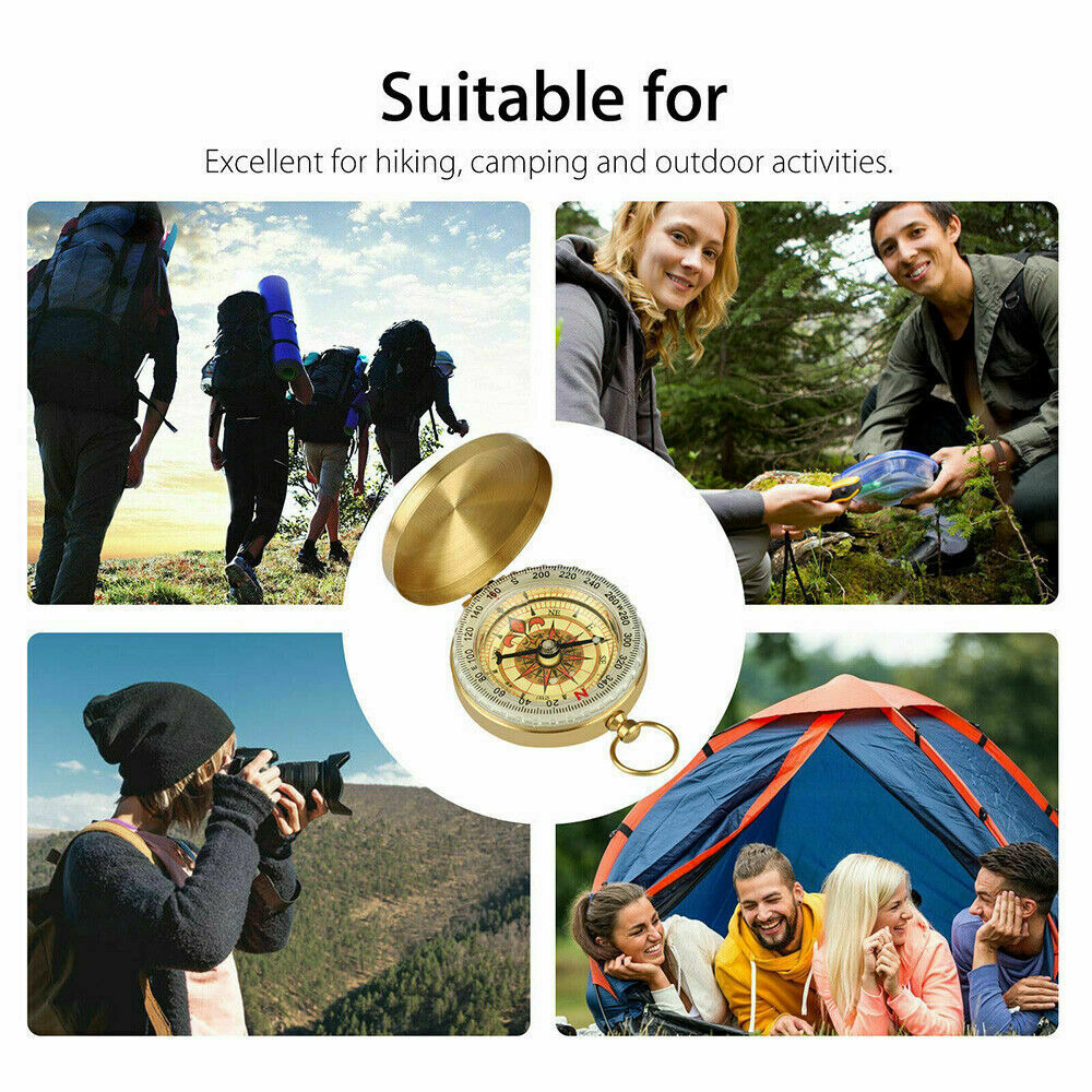 2-Pack Portable Brass Compass Keychain for Outdoors