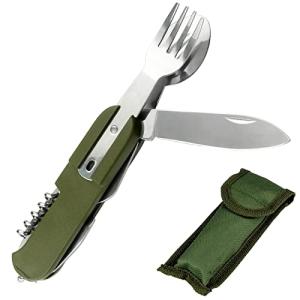7-in-1 Folding Camping Utensil Set, Army Green