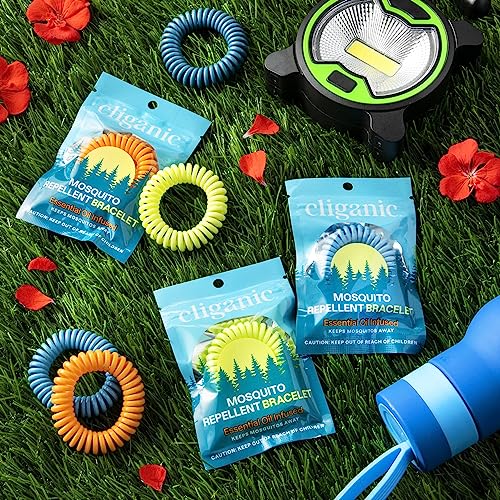 Cliganic 10 Pack Natural Mosquito Repellent Bracelets